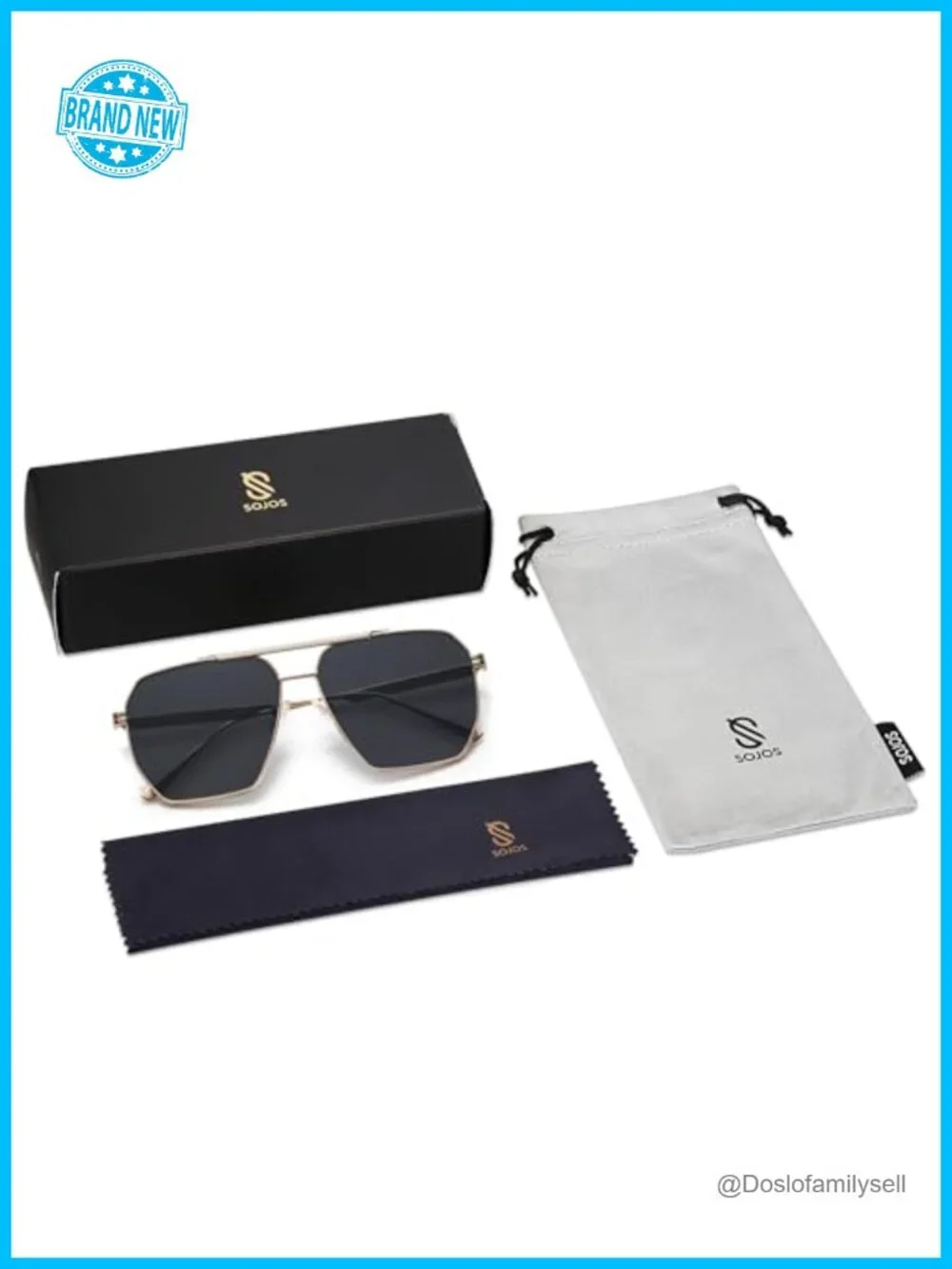 Oversized Square Polarized Sunglasses with Metal Frame UV400